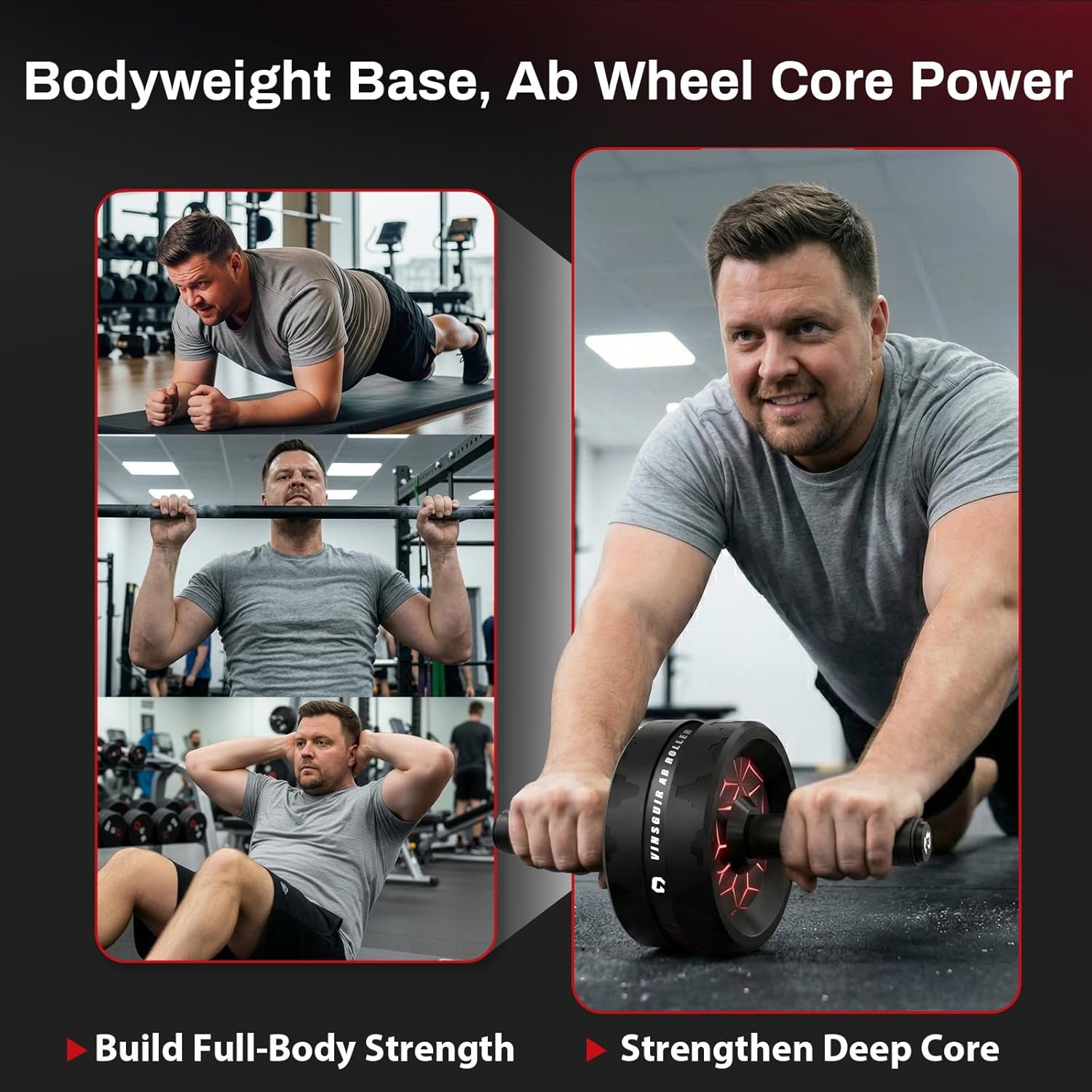 Ab Roller Wheel, Abs & Core Workout Equipment for Home Gym with Knee Pad Accessories, Abdominal Wheel for Full-Body Strength Training