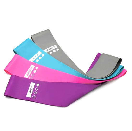 PhantomSupply Resistance Bands Set featuring various resistance bands in purple, pink, and black for workouts and strength training.