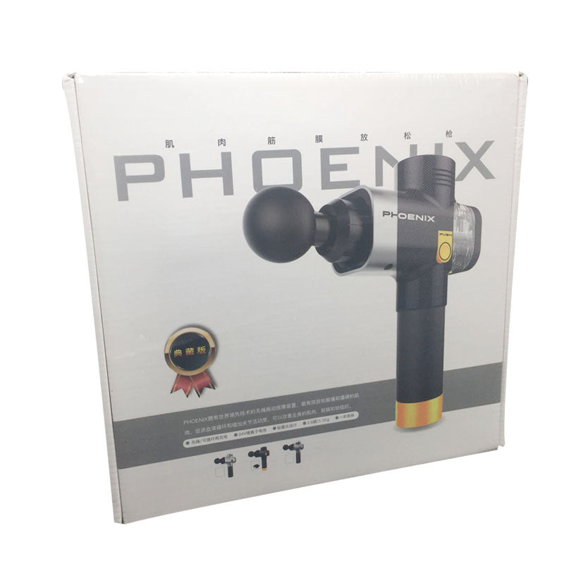 PhantomSupply Fascia Massage Gun featuring deep tissue relief, 6 speed settings, and 4 massage heads for effective recovery.
