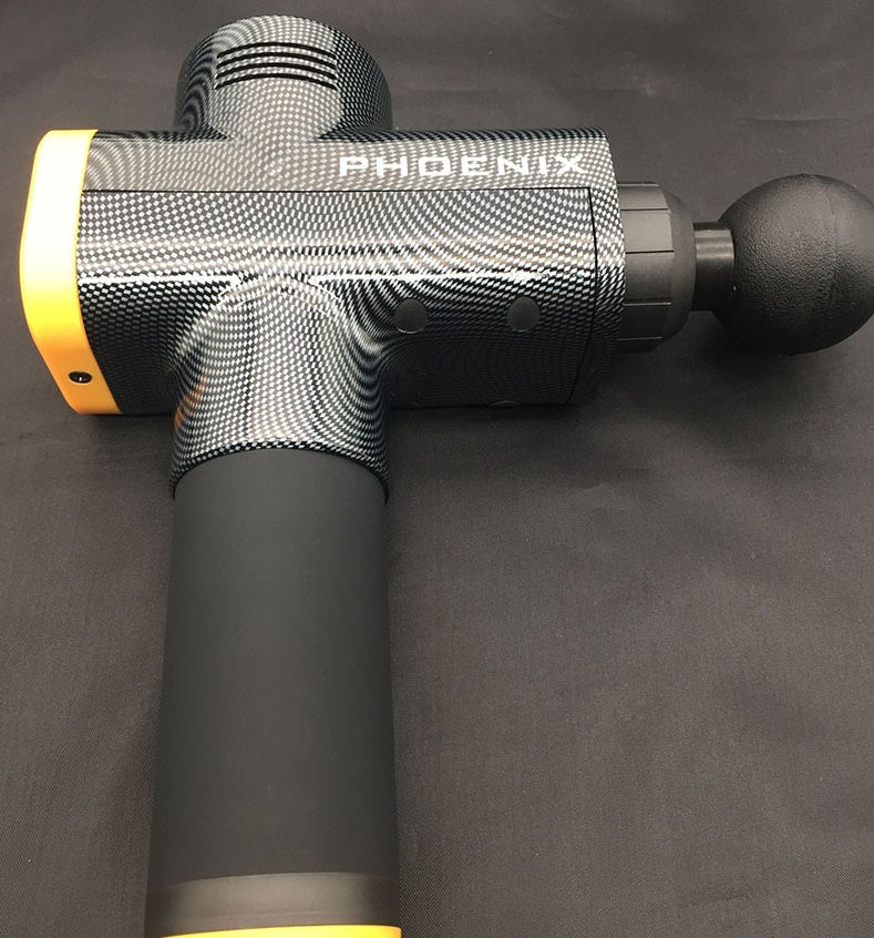 PhantomSupply Fascia Massage Gun featuring deep tissue relief, 6 speed settings, and 4 massage heads for effective recovery.