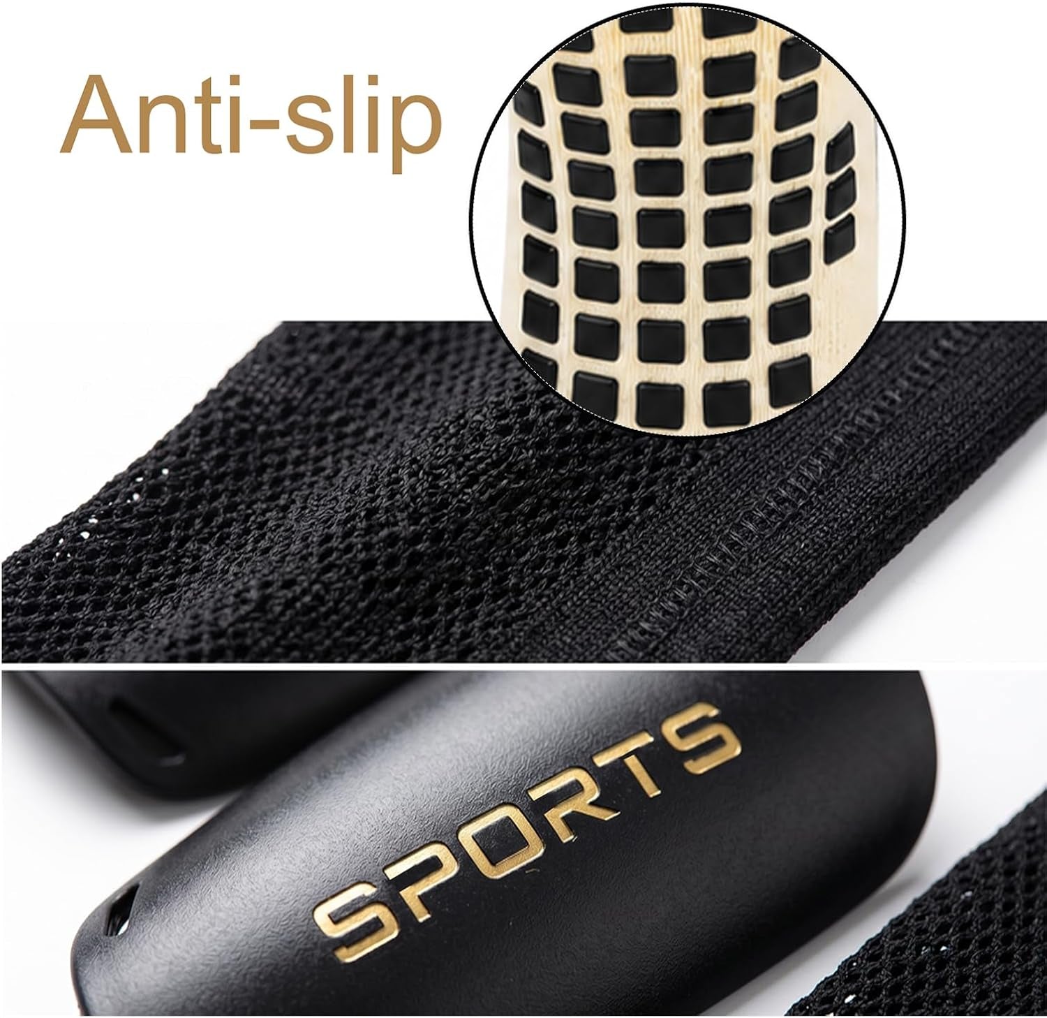 2 Pair Kids Grip Soccer Socks Set with Shin Guards, Sleeves, Tape & Bag, Black