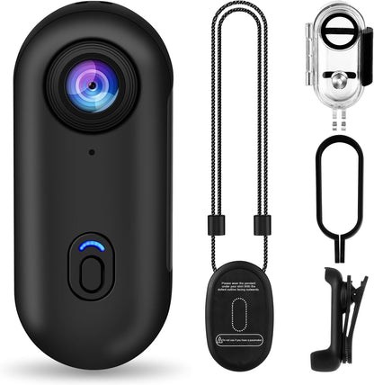 I3 4K Thumb Action Camera, Tiny Size, Mount Anywhere, Small Body Camera | with 32G Card, Spring Clip, Portable Vlogging, Hands-Free POV Recording, Helmet Cam for Cycling, Motorcycle