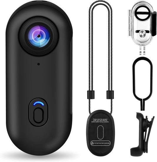I3 4K Thumb Action Camera, Tiny Size, Mount Anywhere, Small Body Camera | with 32G Card, Spring Clip, Portable Vlogging, Hands-Free POV Recording, Helmet Cam for Cycling, Motorcycle