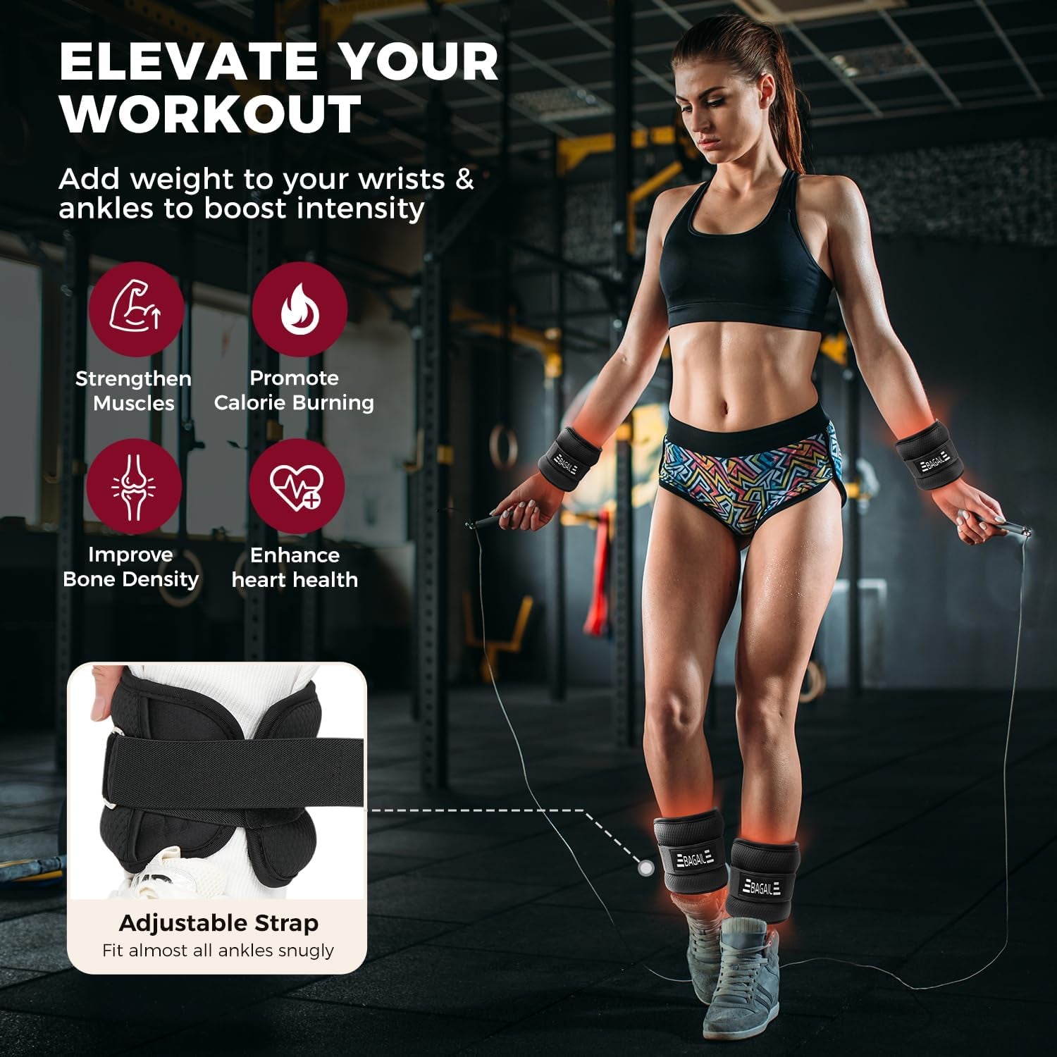 Ankle Wrist Weights for Women & Men, Set of 2 (Available in 0.5/1/2/3/4/5 Lb Each), Wearable Leg Arm Weights with Sleek Design & Secure Fit for Walking, Running, Pilates, Home Fitness