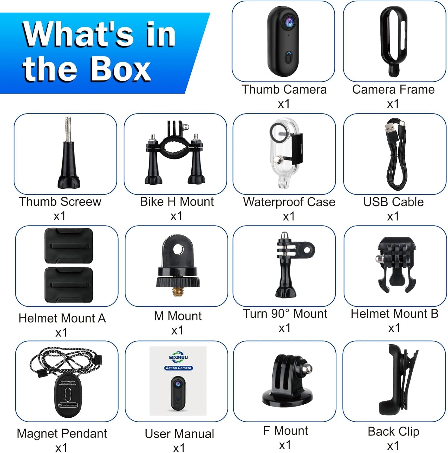 I3 4K Thumb Action Camera, Tiny Size, Mount Anywhere, Small Body Camera | with 32G Card, Spring Clip, Portable Vlogging, Hands-Free POV Recording, Helmet Cam for Cycling, Motorcycle