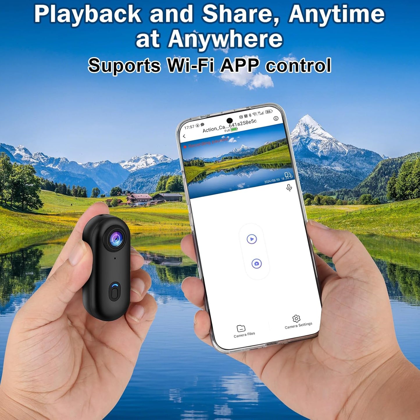 I3 4K Thumb Action Camera, Tiny Size, Mount Anywhere, Small Body Camera | with 32G Card, Spring Clip, Portable Vlogging, Hands-Free POV Recording, Helmet Cam for Cycling, Motorcycle