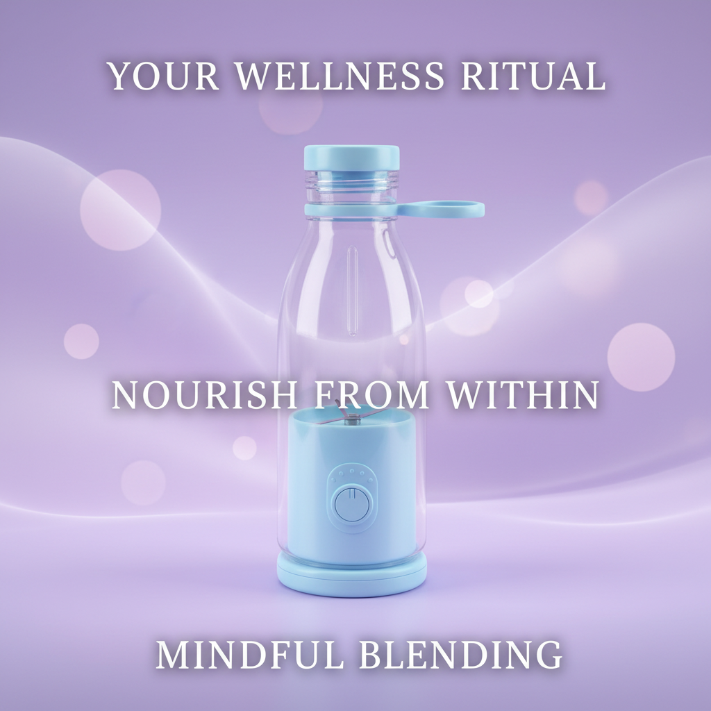 PhantomBlend Portable Blender with vibrant background, showcasing its portable and rechargeable features for on-the-go blending.