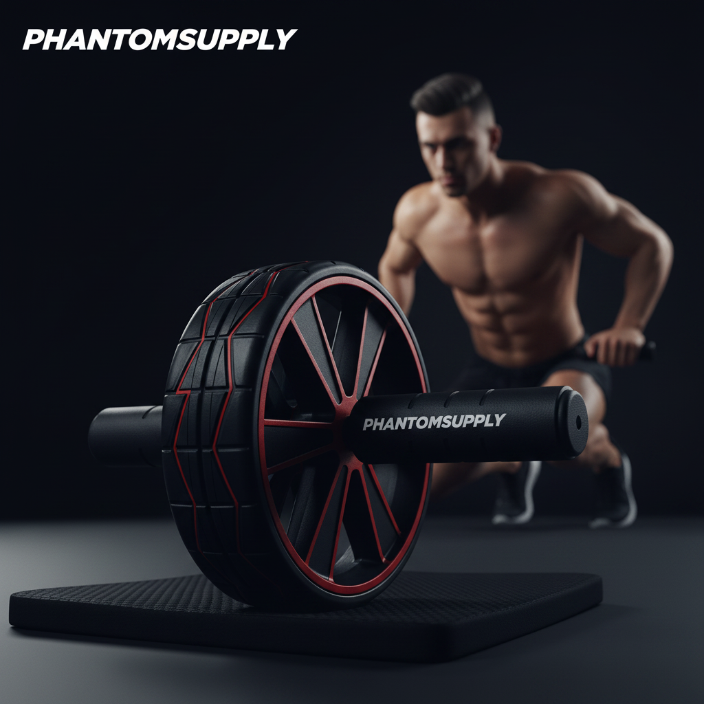 PhantomSupply Core Pro Ab Roller with knee pad, ideal for core workouts at home or gym.