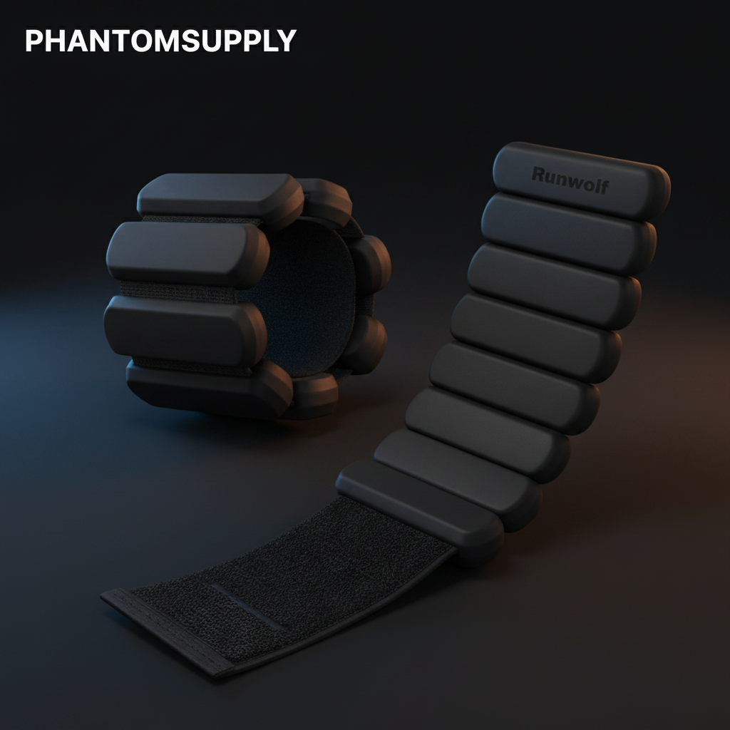 PhantomSupply Adjustable Ankle Wrist Weights in a fitness setting with a kettlebell and exercise mat