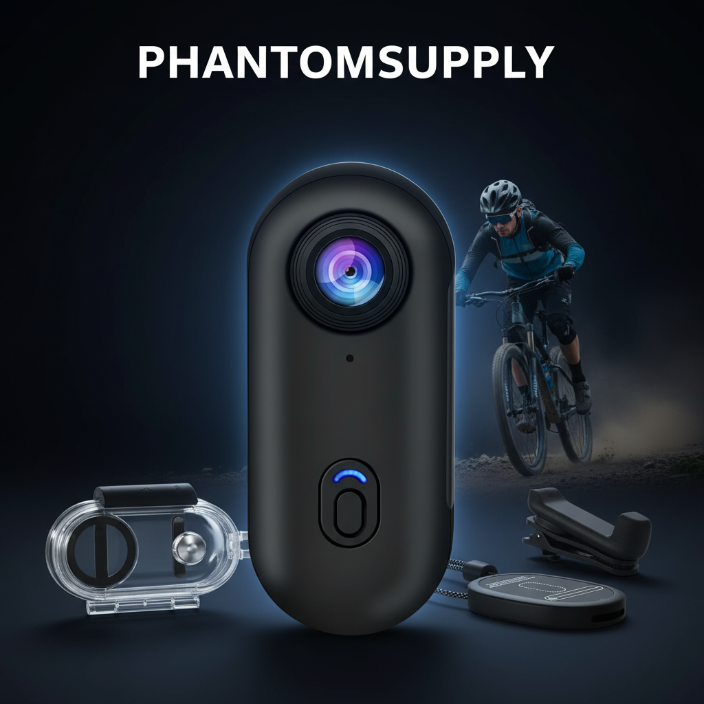 PhantomSupply I3 4K Mini Action Camera with remote, designed for travel and outdoor adventures.
