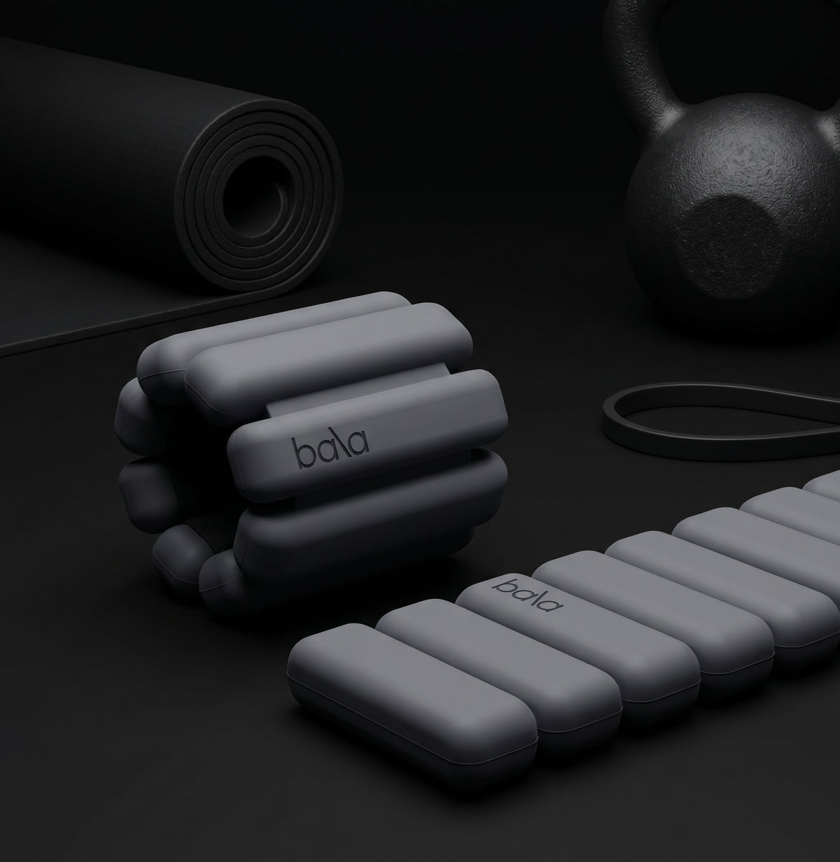 PhantomSupply Adjustable Ankle Wrist Weights in a fitness setting with a kettlebell and exercise mat
