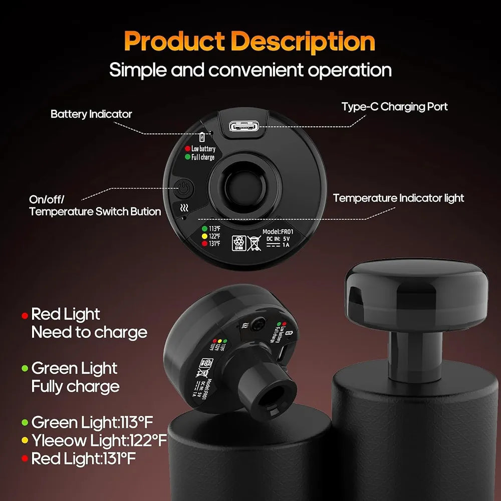 PhantomSupply Heated Deep Tissue Massage Gun with attachment heads and digital display, designed for muscle relaxation.