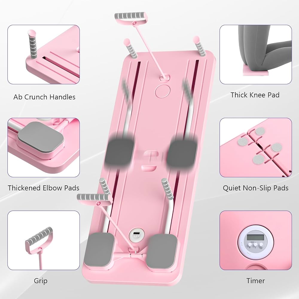 PhantomSupply Pilates Stretch Board with resistance bands, folds flat for easy storage, ideal for home workouts, compact design.