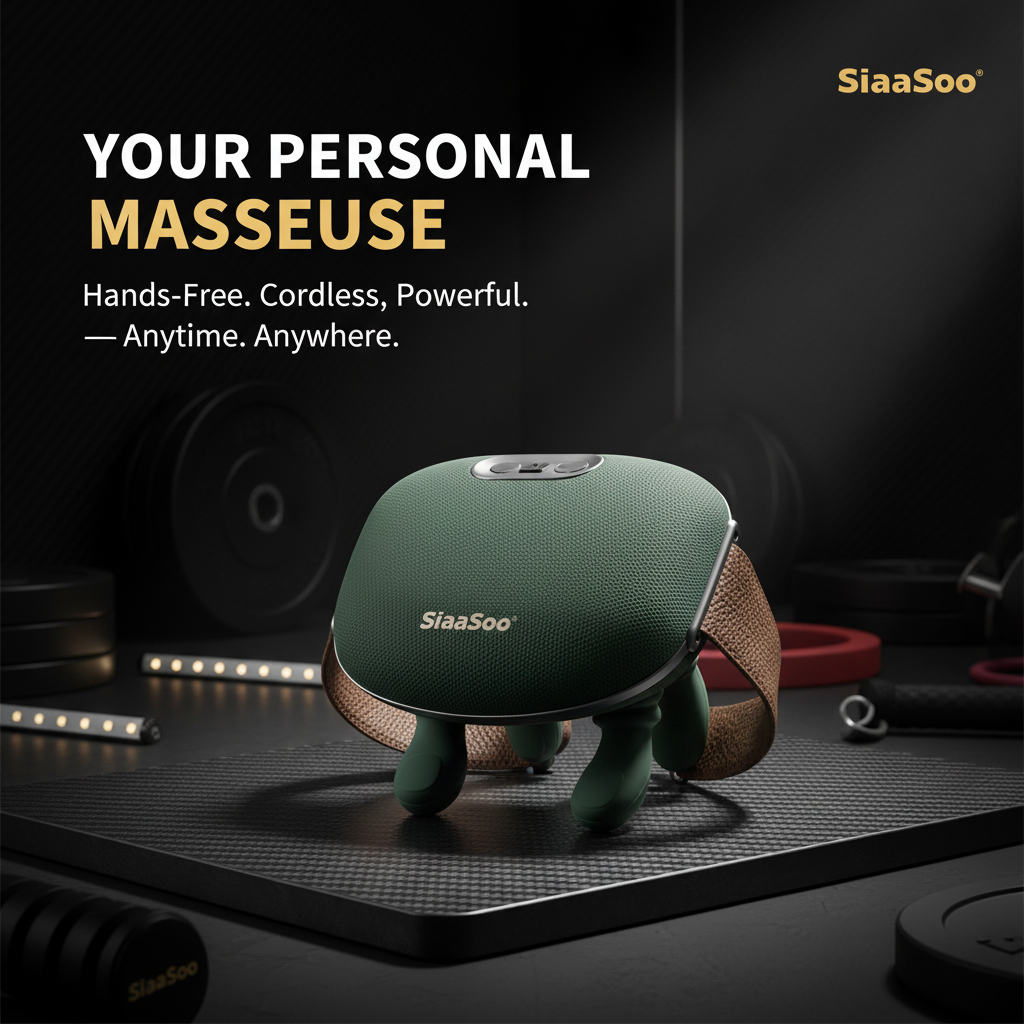 PhantomSupply Neck Shoulder Massager shown as a personal masseuse, hands-free and cordless for relaxation anywhere.